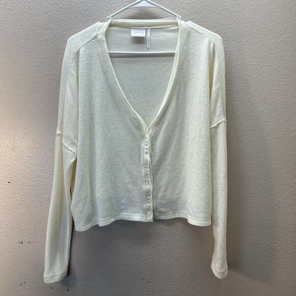 Urban Outfitters Out From Under White Oversized Cozy Button Front Top Coquette - Picture 1 of 4